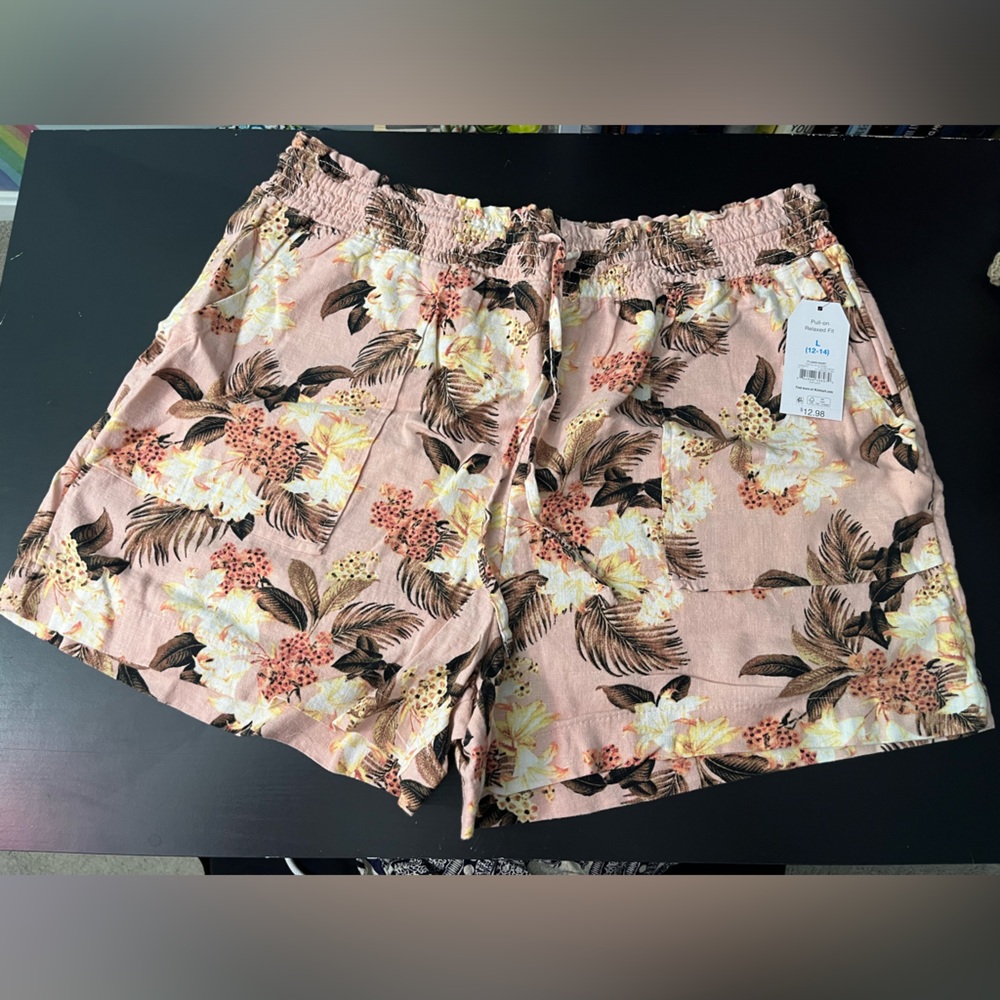 Print Shorts Pull-On Linen